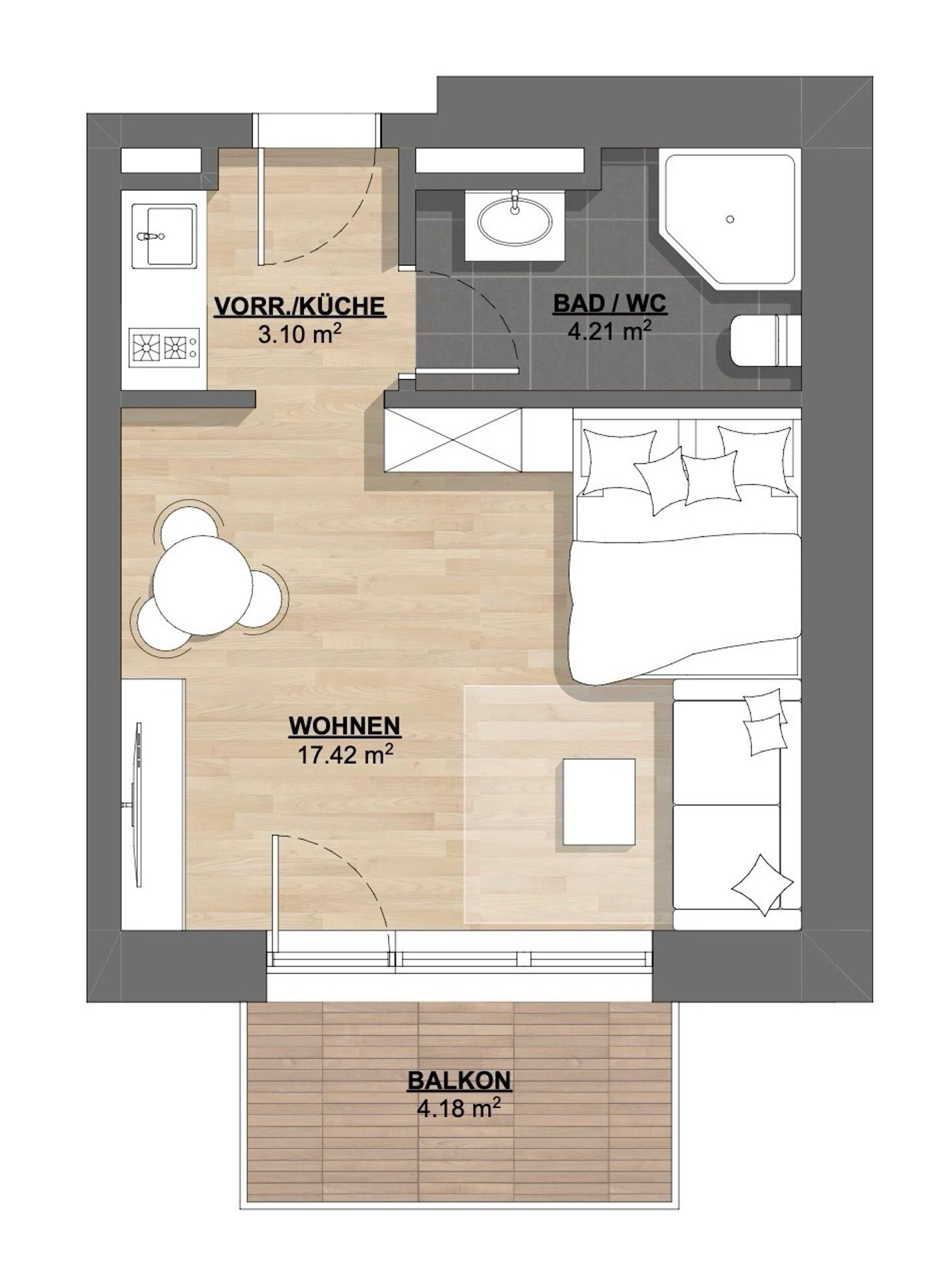 Wohnung zur Miete 380 € 1 Zimmer 25,9 m²<br/>Wohnfläche 1.<br/>Geschoss Großerlacherstr. 41 Neufürstenhütte Großerlach 71577