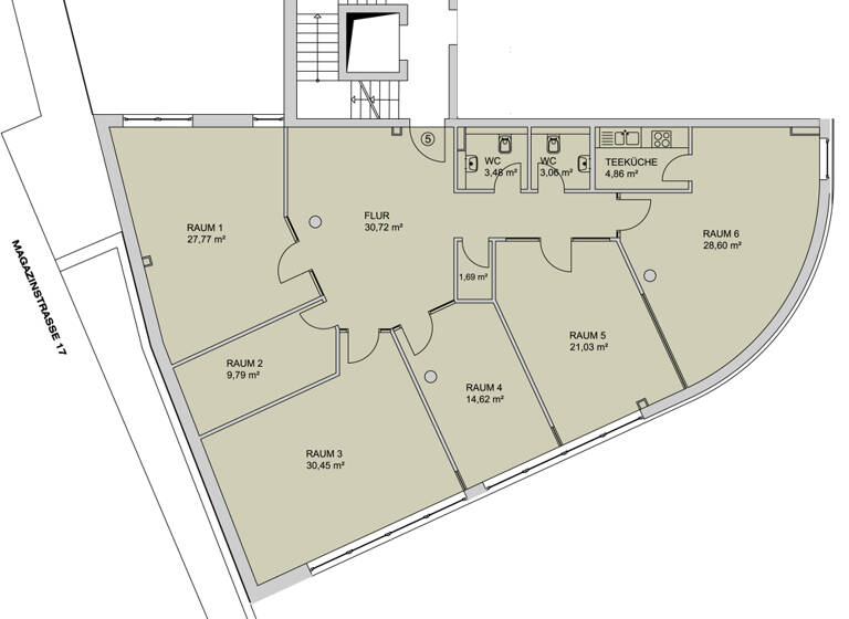 Bürogebäude zur Miete - Erstbezug 8,52 € 176,1 m² Bürofläche Magazinstraße 19 Innenstadt Zwickau 08056