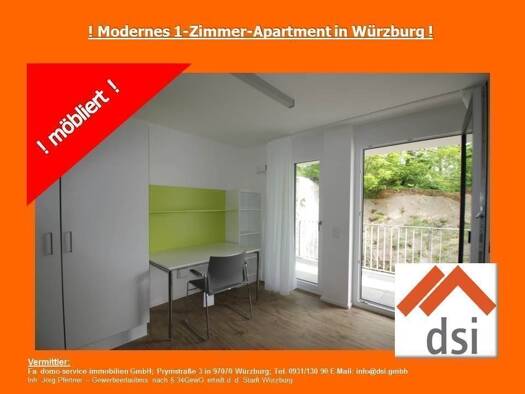Wohnung zur Miete 438 € 1 Zimmer 20,8 m² EG frei ab sofort Am Schwarzenberg 13 Lindleinsmühle Würzburg 97078
