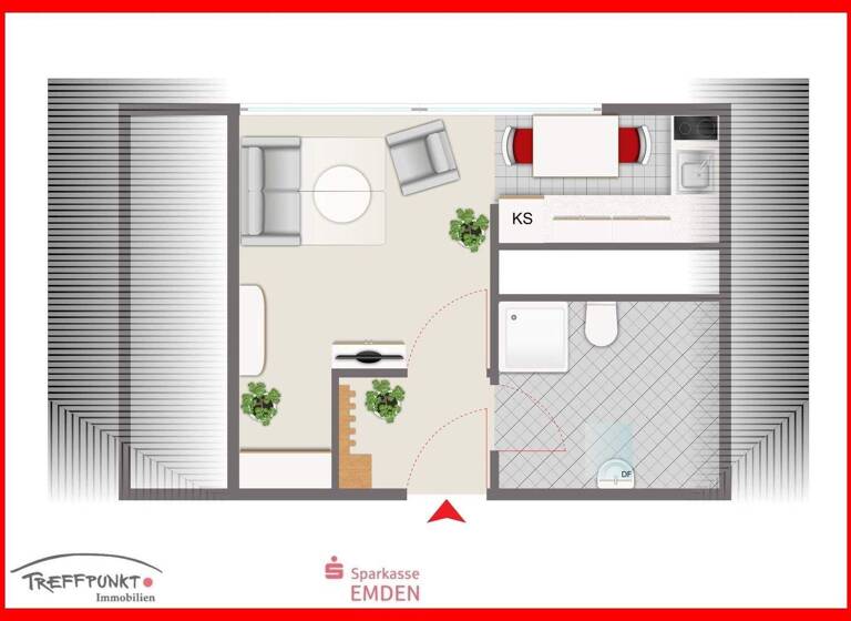 Wohnung zum Kauf 89.000 € 1 Zimmer 29 m² frei ab 01.03.2026 Wolthusen Emden 26725