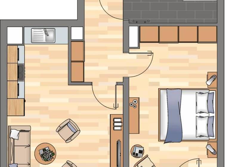 Wohnung zur Miete - Erstbezug nur mit Wohnberechtigungsschein 422 € 2 Zimmer 58,7 m² 3. Geschoss Bert-Brecht-Straße 27 Südviertel Essen 45128