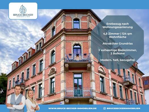 Wohnung zur Miete 1.600 € 4,5 Zimmer 124 m² 1. Geschoss Löbtau-Nord Dresden 01159