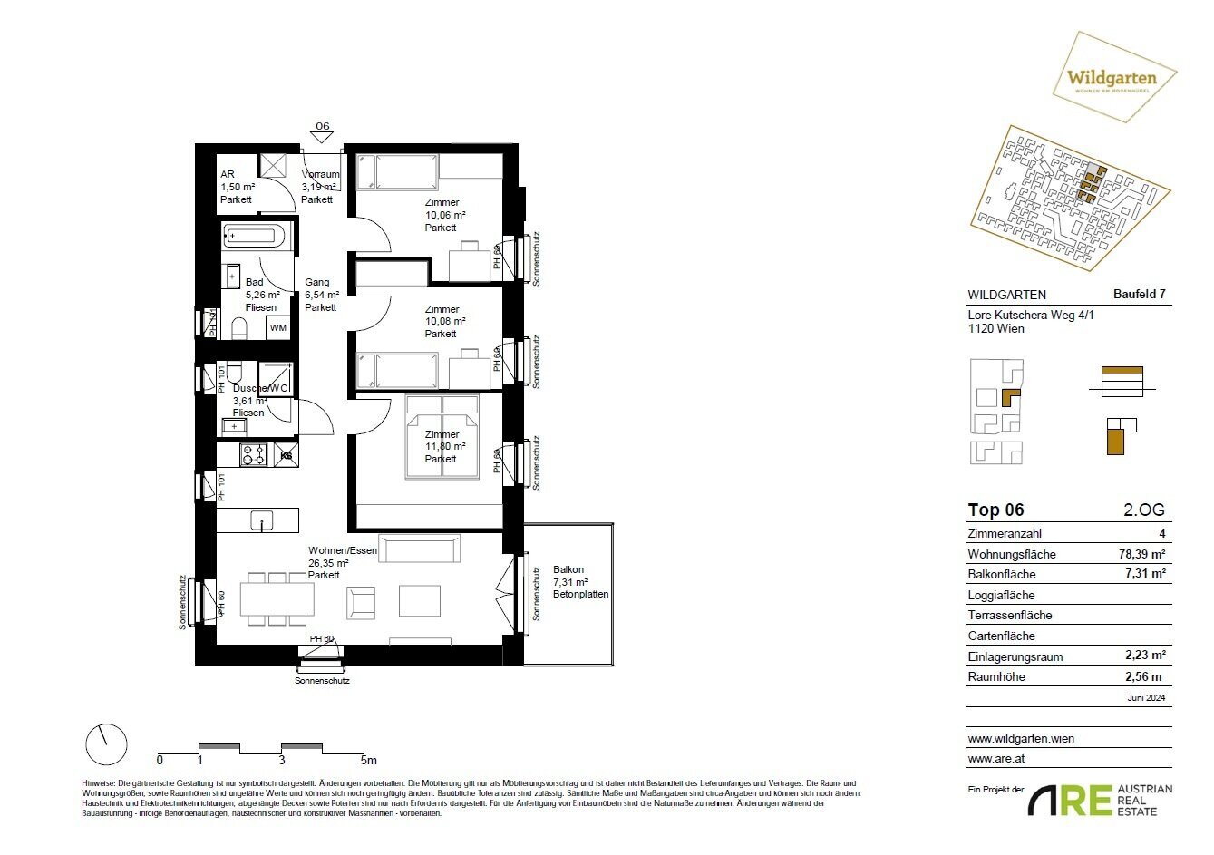 Wohnung zur Miete 1.110 € 4 Zimmer 78,4 m²<br/>Wohnfläche 2.<br/>Geschoss Wien 1120