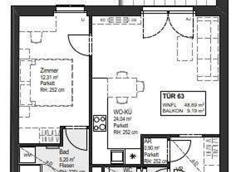 Wohnung zur Miete - Erstbezug 913 € 2 Zimmer 48,7 m² 6. Geschoss Wien 1150