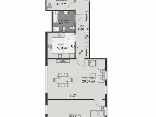 Wohnung zur Miete 550 € 2,5 Zimmer 57 m² Geschoss 1/4 frei ab sofort Georg-Cantor-Straße 13 Innenstadt Halle (Saale) 06108