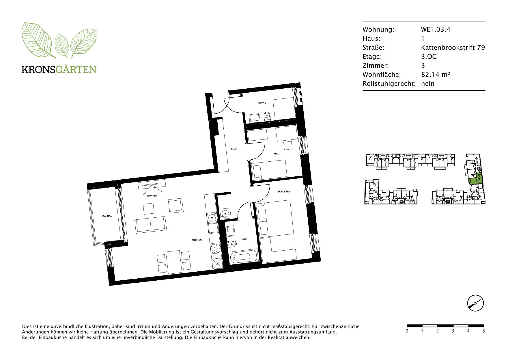 Wohnung zur Miete 1.110 € 3 Zimmer 81,6 m²<br/>Wohnfläche 01.12.2024<br/>Verfügbarkeit Kattenbrookstrift 79 Bemerode Hannover 30539