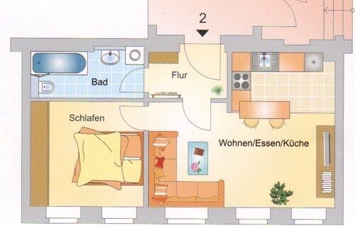 Wohnung zum Kauf 131.555 € 2 Zimmer 45,4 m²<br/>Wohnfläche 2.<br/>Geschoss Rietzstrasse 32 Trachau-Süd (Alttrachau) Dresden 01139