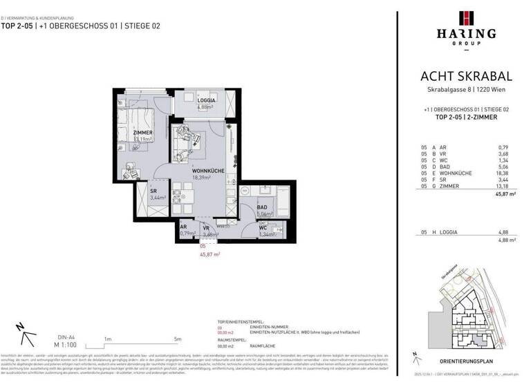 Wohnung zum Kauf - Erstbezug 299.500 € 2 Zimmer 45,9 m² Skrabalgasse 8 Wien 1220