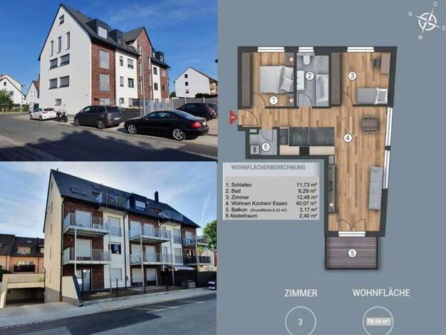 Wohnung zur Miete 1.150 € 3 Zimmer 76,1 m² 1. Geschoss frei ab 01.05.2026 Hopfengartenweg 8 Eibach Nürnberg 90451