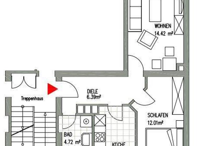 Wohnung zur Miete 659 € 2 Zimmer 46,9 m² 1. Geschoss Delitzscher Straße 142 Eutritzsch Leipzig 04129