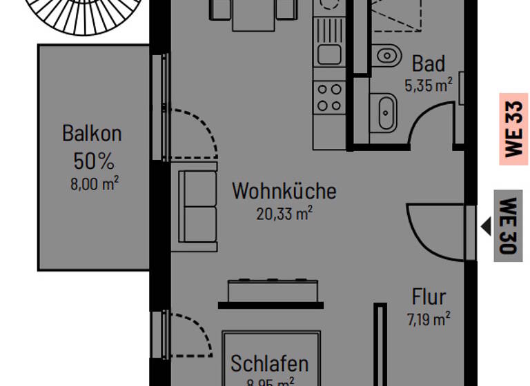 Wohnung zur Miete - Erstbezug 952 € 1,5 Zimmer 45,8 m² 2. Geschoss Köpenick Berlin 12557