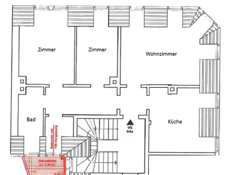 Wohnung zur Miete - Erstbezug 1.055 € 3 Zimmer 81 m² 2. Geschoss frei ab sofort Gießerstrasse 45 Plagwitz Leipzig 04229