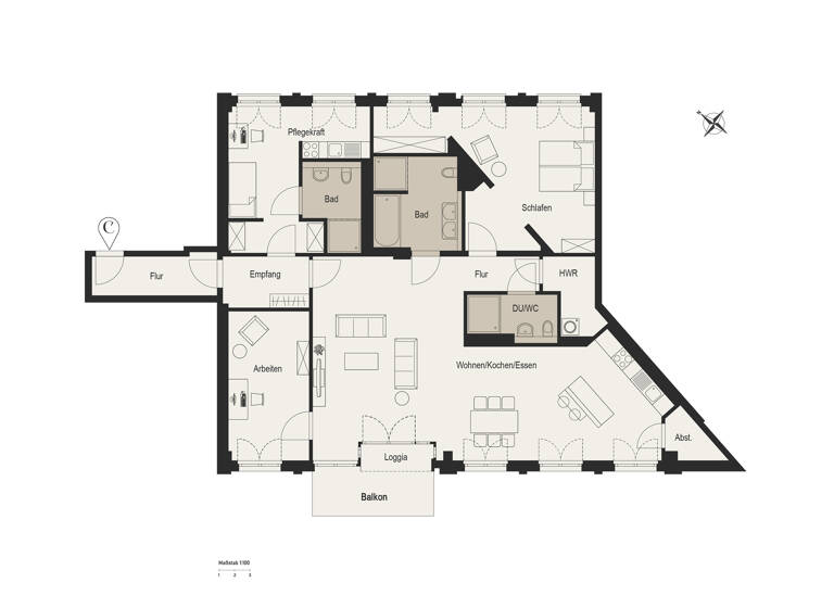 Wohnung zum Kauf - Neubau provisionsfrei 1.725.000 € 4 Zimmer 177,8 m² 3. Geschoss Düsseltal Düsseldorf 40239