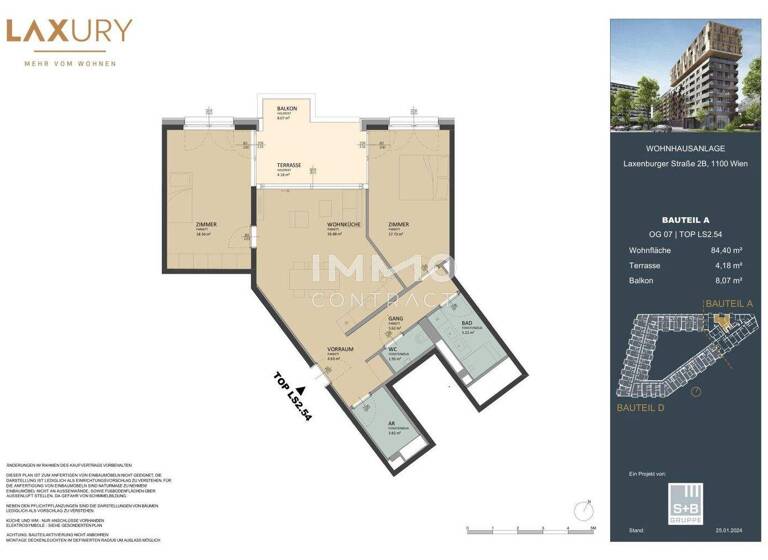 Wohnung zum Kauf - Erstbezug provisionsfrei 650.000 € 3 Zimmer 84,4 m² Wien 1100