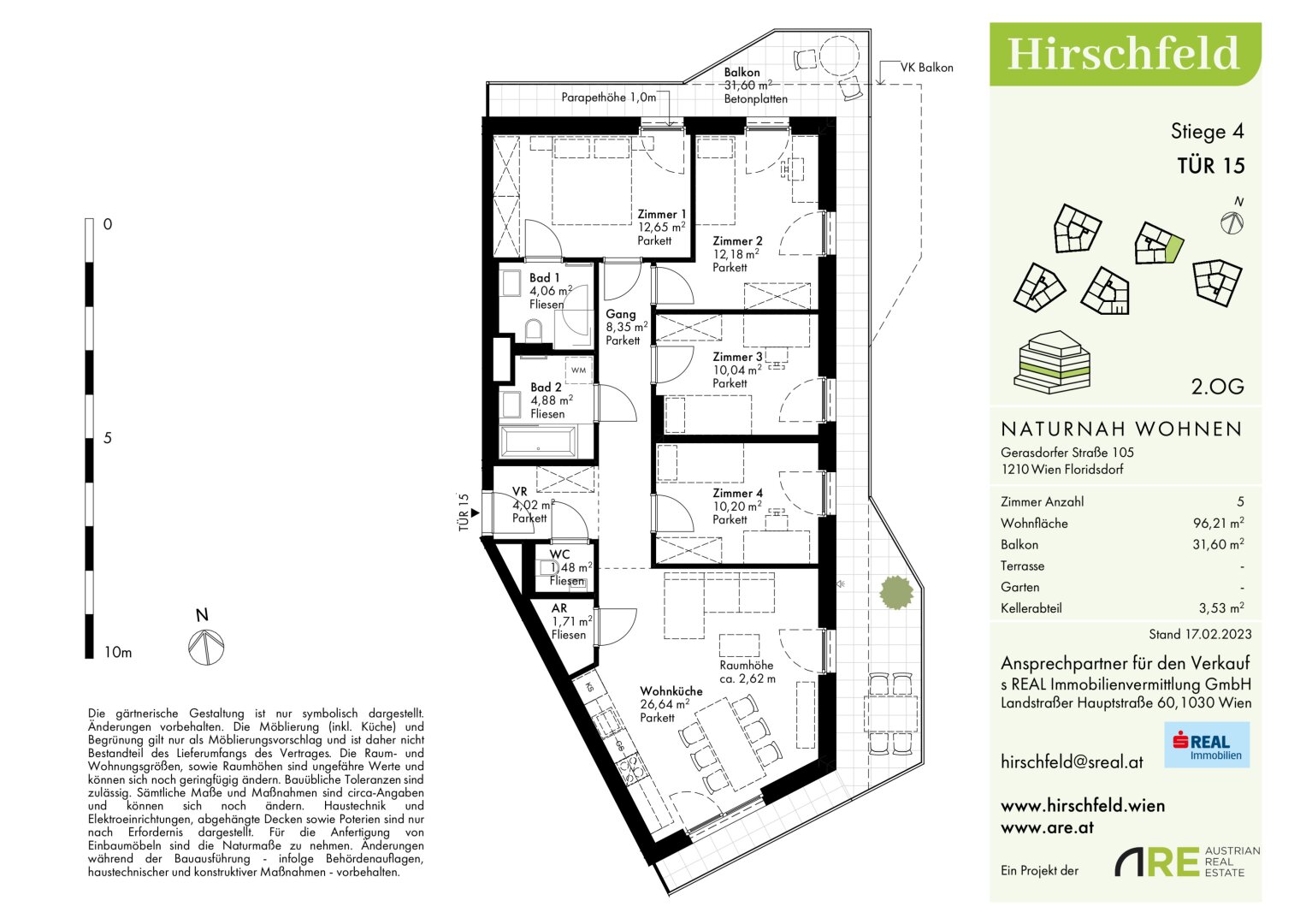 Wohnung zum Kauf 591.000 € 5 Zimmer 96,2 m²<br/>Wohnfläche 2.<br/>Geschoss Wien 1210