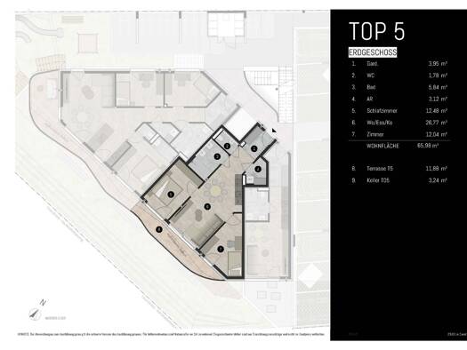 Terrassenwohnung zum Kauf - Erstbezug provisionsfrei 699.800 € 3 Zimmer 66 m² EG Anton-Rauch-Straße 23 Mühlau Innsbruck 6020