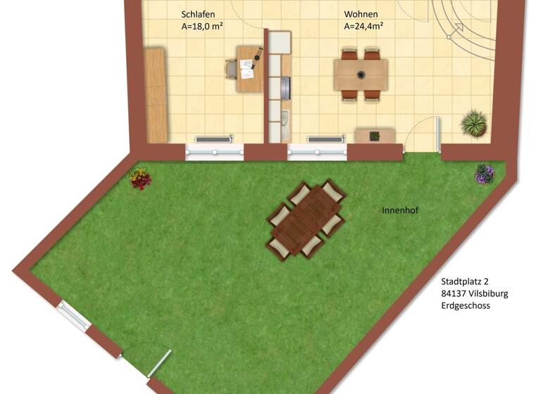 Studio zur Miete 500 € 1 Zimmer 1. Geschoss frei ab sofort Stadtplatz 2 Vilsbiburg 84137