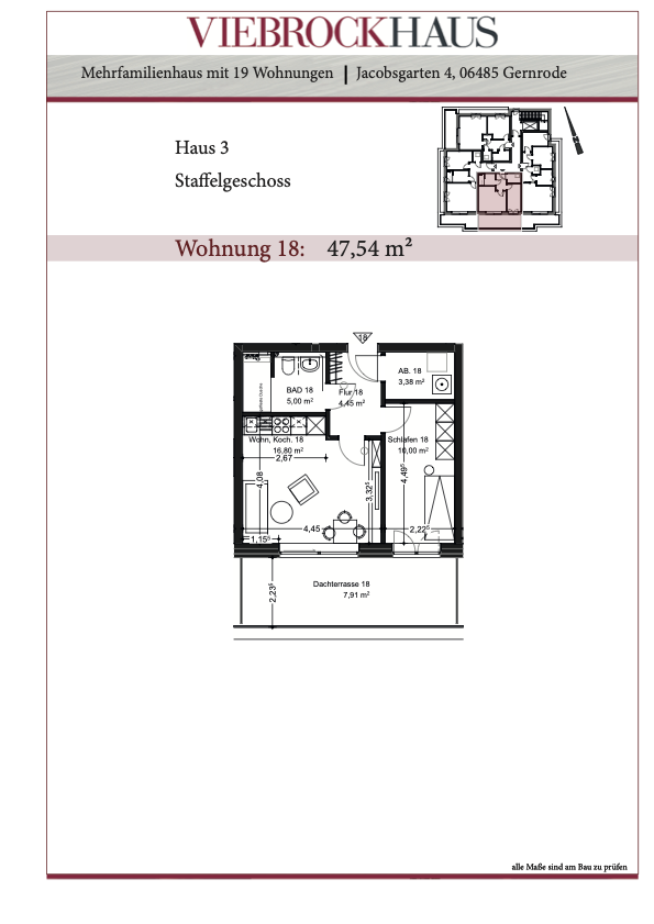 Penthouse zur Miete 808 € 2 Zimmer 47 m²<br/>Wohnfläche 3.<br/>Geschoss Jacobsgarten 4 Gernrode Gernrode 06485