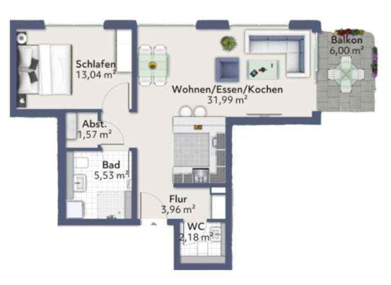 Wohnung zum Kauf - Neubau provisionsfrei 318.900 € 2 Zimmer 61,3 m²<br/>Wohnfläche 1.<br/>Geschoss Am Simontalgraben 23 Langenau Langenau 89129