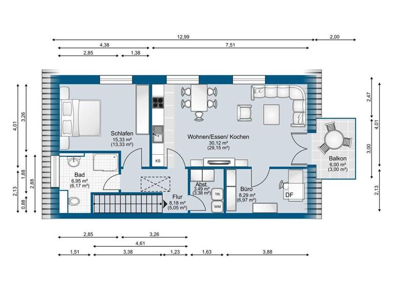 Wohnung zum Kauf 279.000 € 3 Zimmer 75,6 m² 1. Geschoss Brögbern Lingen / Brögbern 49811