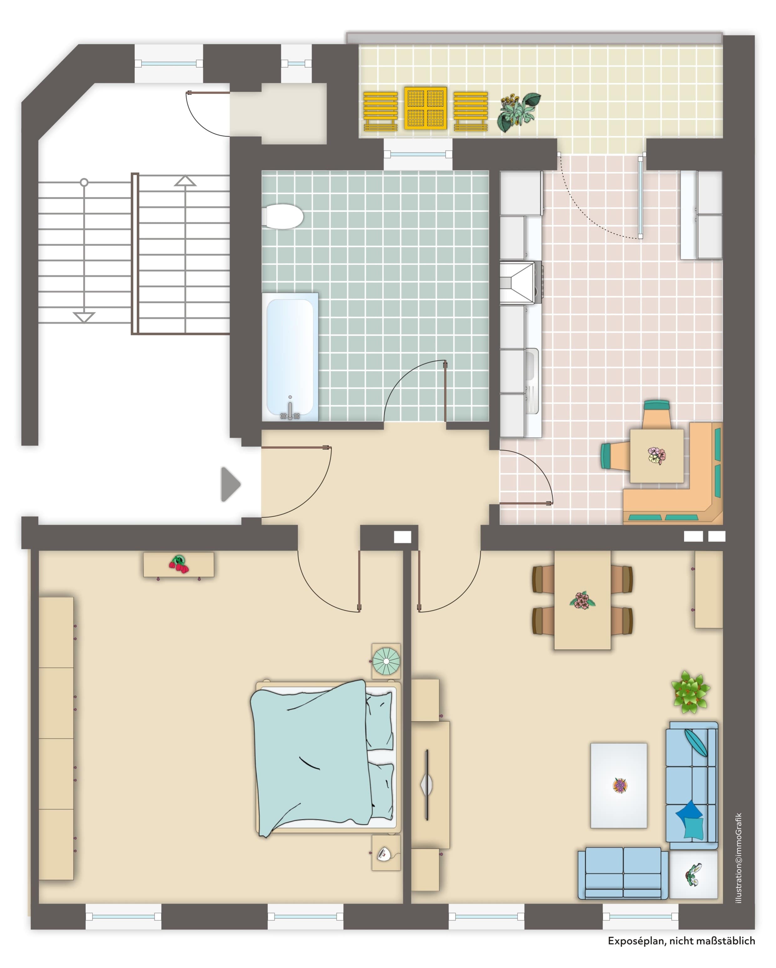 Wohnung zur Miete 415 € 2 Zimmer 80,3 m²<br/>Wohnfläche 3.<br/>Geschoss Blumenstr. 27 Forst-Stadt Forst 03149