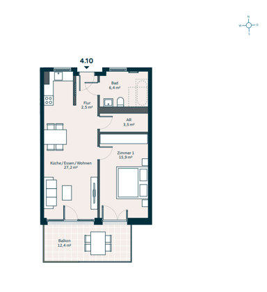 Wohnung zur Miete 860 € 2 Zimmer 61,7 m² 1. Geschoss frei ab 15.12.2024 Bachwiesen 5a Zirndorf Zirndorf 90513