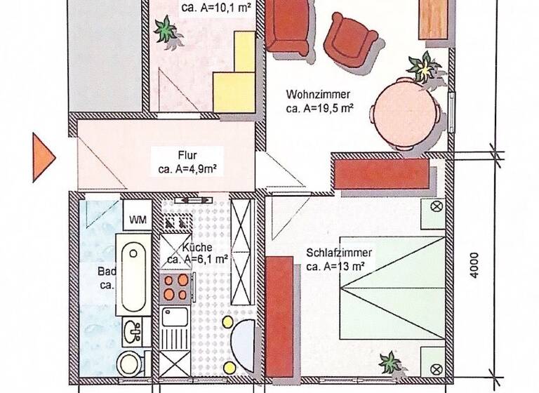 Wohnung zum Kauf 37.700 € 3 Zimmer 58 m² 2. Geschoss Am Hohen Hain 21e Limbach-Oberfrohna 09212