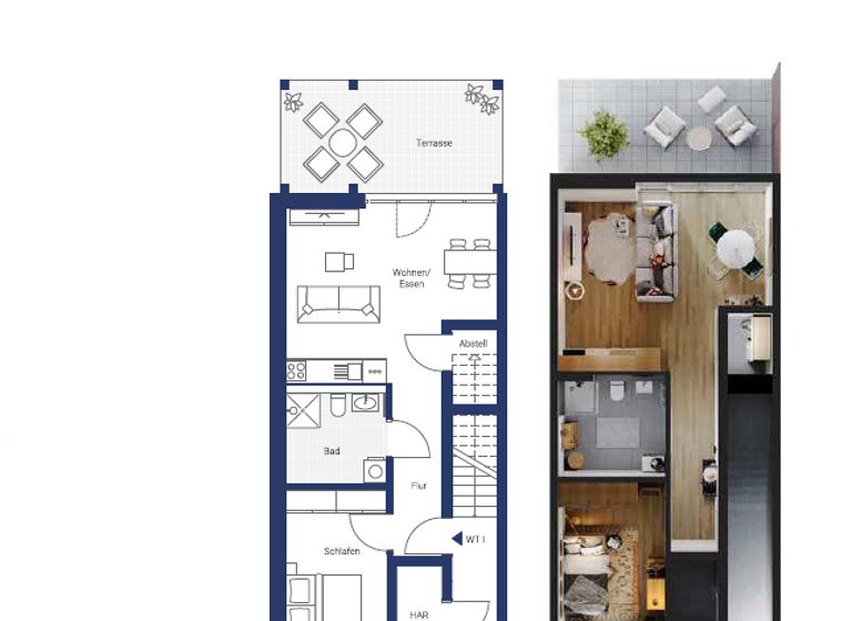 Terrassenwohnung zur Miete 644 € 2 Zimmer 58,5 m² 2 Geschosse frei ab sofort Heyrothsberge Biederitz 39175
