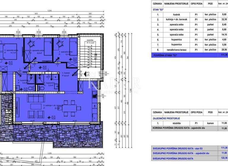 Wohnung zum Kauf 510.880 € 4 Zimmer 124 m² 2. Geschoss Kozino, Zadar - Okolica Petrcane - Kozino