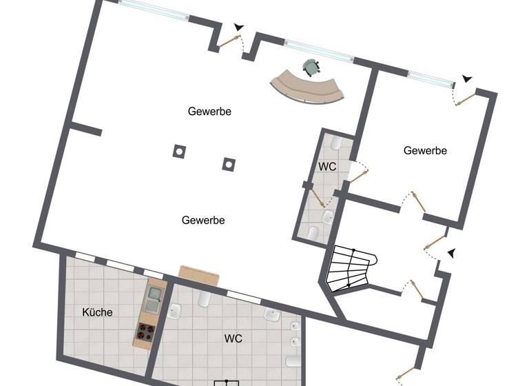 Atelier zur Miete provisionsfrei 35 € 38,6 m²<br/>Bürofläche Nördliche Innenstadt Potsdam 14467