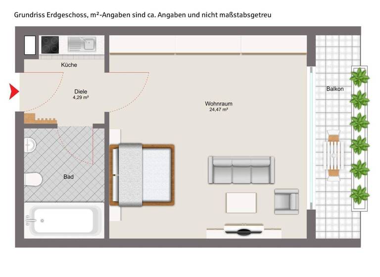 Studio zum Kauf 89.000 € 1 Zimmer 38 m² Grubweg Passau 94034