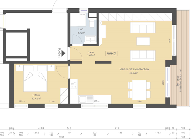 Wohnung zum Kauf provisionsfrei 354.270 € 2 Zimmer 63,5 m²<br/>Wohnfläche EG<br/>Geschoss Nittel Nittel 54453