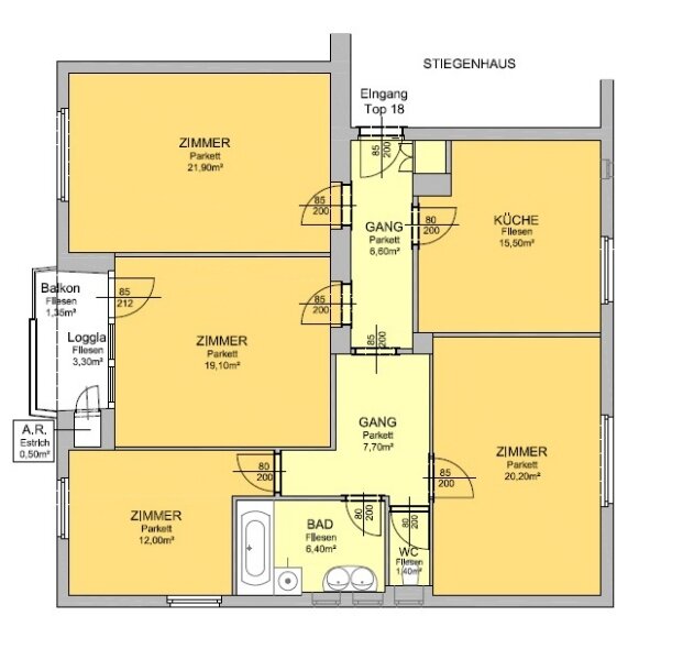 Wohnung zur Miete 1.438 € 4 Zimmer 114,1 m²<br/>Wohnfläche 2.<br/>Geschoss Wien 1190