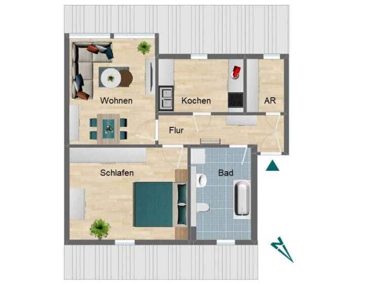Wohnung zur Miete 280 € 2 Zimmer 43,4 m² 5. Geschoss Mittelweg 27 Pößneck,Stadt Pößneck 07381