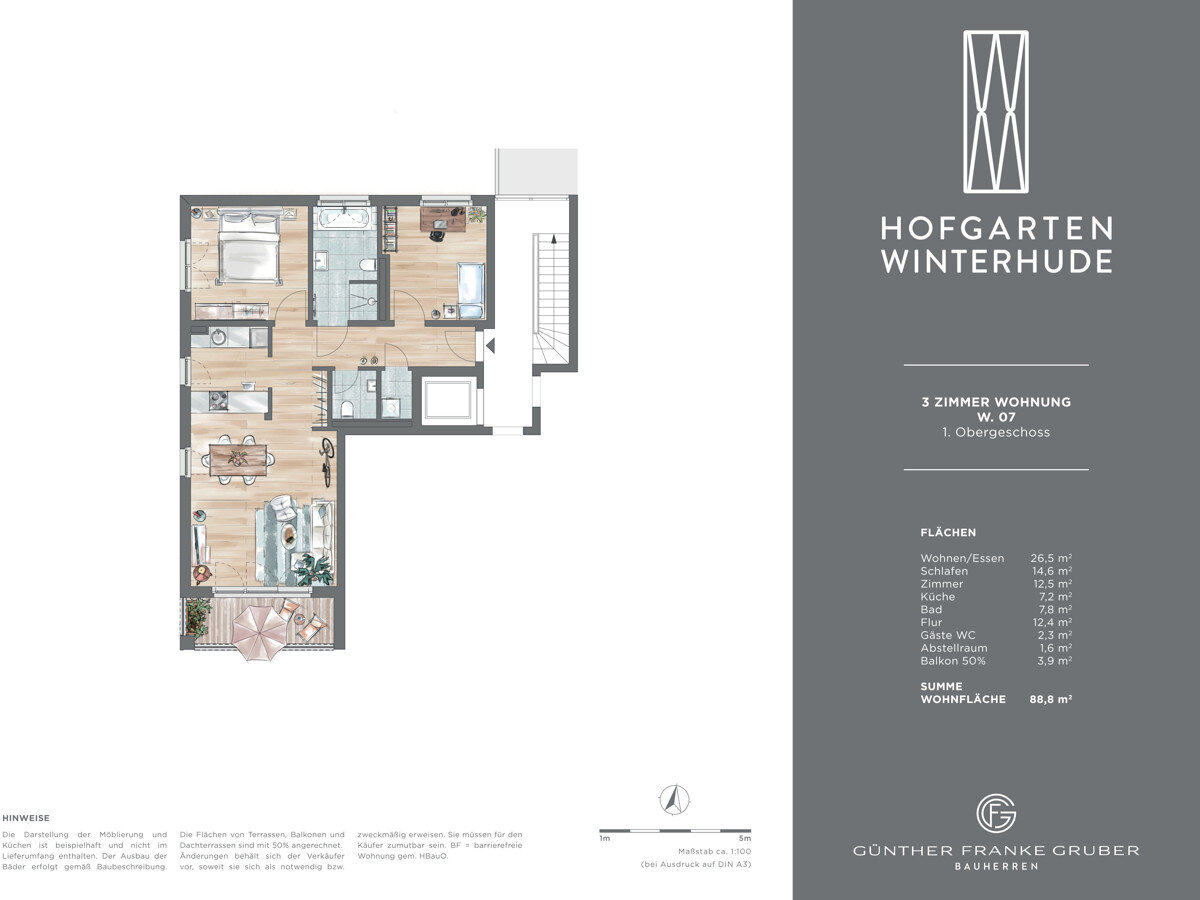 Wohnung zum Kauf 995.000 € 3 Zimmer 88,8 m²<br/>Wohnfläche 1.<br/>Geschoss Winterhuder Marktplatz 10 a+b Winterhude Hamburg 22299