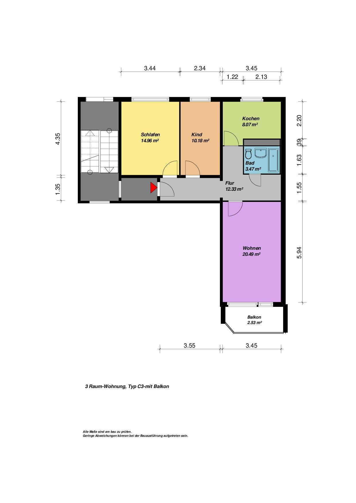 Wohnung zur Miete 388 € 3 Zimmer 71,8 m²<br/>Wohnfläche 5.<br/>Geschoss Mudder-Schulten-Str. 1 Datzeviertel Neubrandenburg 17034