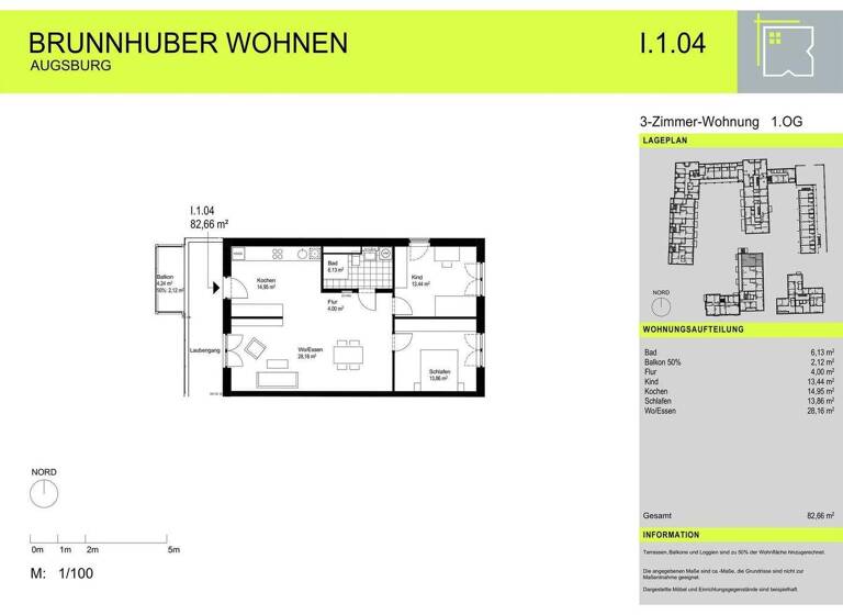 Wohnung zur Miete 1.347 € 3 Zimmer 82,7 m² frei ab sofort Oberhausen Augsburg 86154