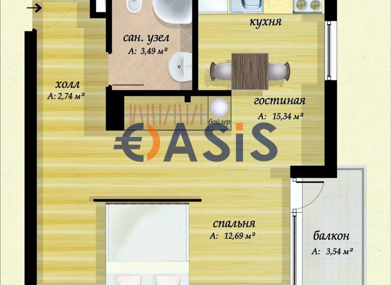 Studio zum Kauf provisionsfrei 53.500 € 1 Zimmer 51 m² 2. Geschoss ulitsa "Oazis" 8 Primorsko 8180
