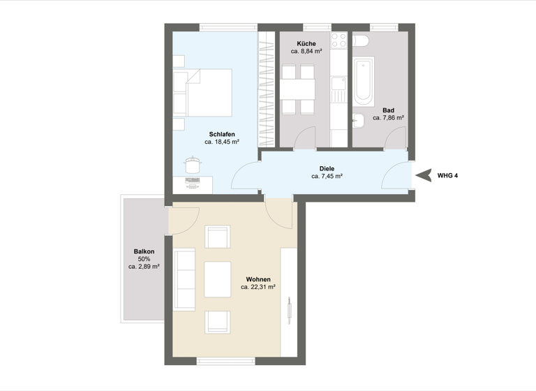 Wohnung zum Kauf - Erstbezug provisionsfrei 289.500 € 2 Zimmer 68 m² 1. Geschoss Bleidenstadt Taunusstein 65232