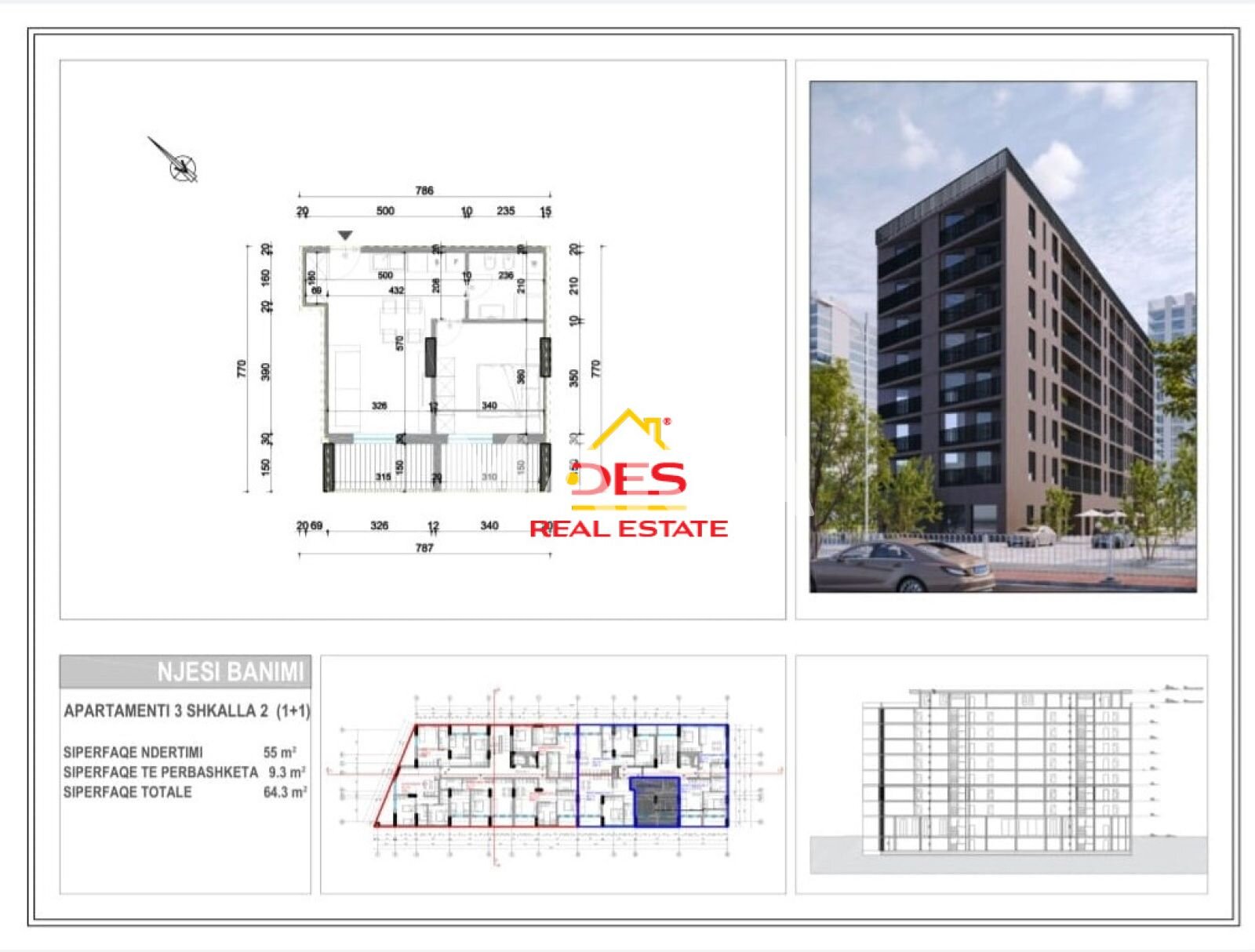 Studio zum Kauf 96.450 € 2 Zimmer 55 m²<br/>Wohnfläche 7.<br/>Geschoss Rruga Pelivan Leskaj, Vlorë Qendër Vlorë 9400