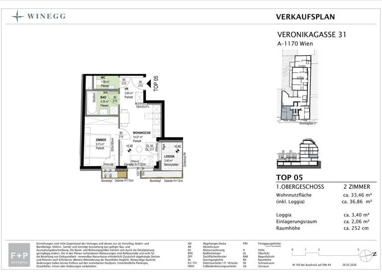 Wohnung zum Kauf - Erstbezug 271.900 € 2 Zimmer 33,4 m² 1. Geschoss Veronikagasse 31 Wien 1170
