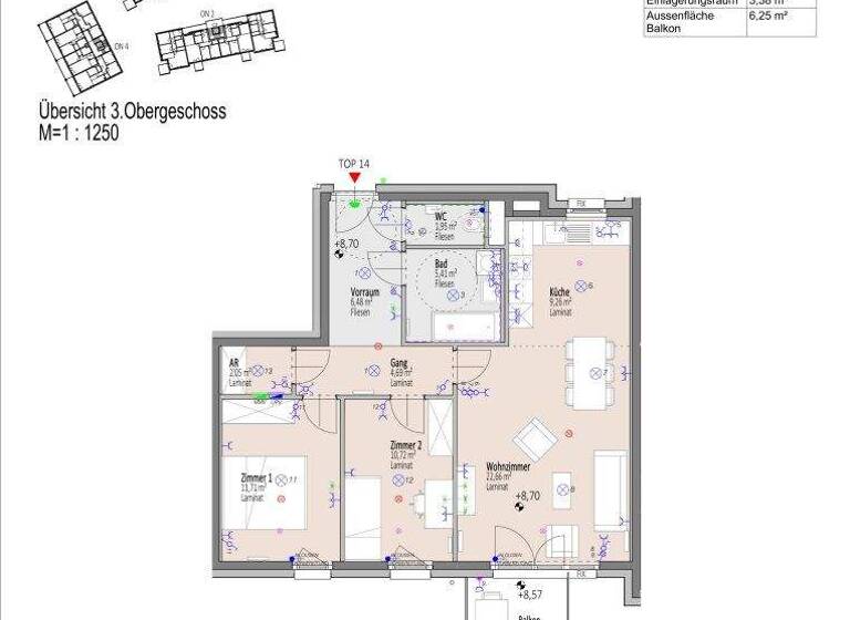 Wohnung zum Kauf - Erstbezug 279.743 € 3 Zimmer 74,9 m² 4. Geschoss frei ab 01.09.2026 Josefine Kuttner-Gasse Wiener Neustadt 2700