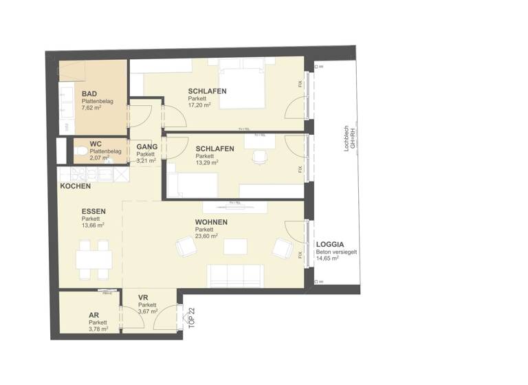 Wohnung zum Kauf 615.800 € 3 Zimmer 88,1 m² 4. Geschoss Arakawastraße 3 Wien 1220