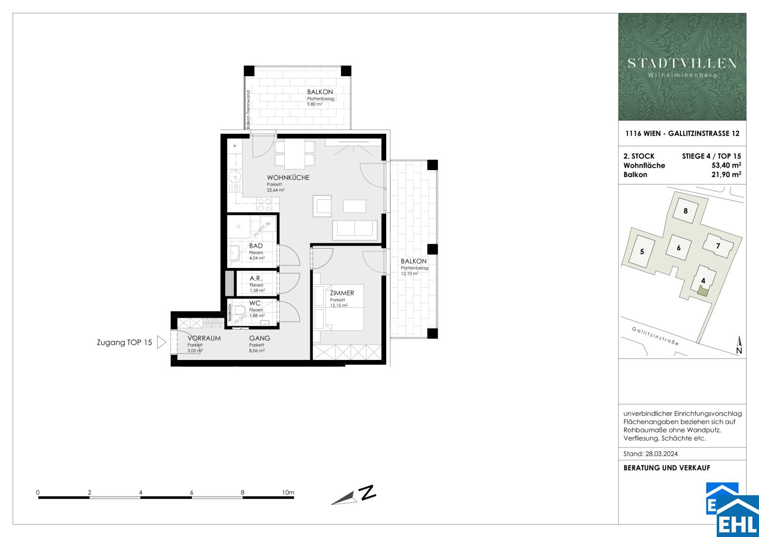 Wohnung zum Kauf 391.736 € 2 Zimmer 53,4 m²<br/>Wohnfläche 2.<br/>Geschoss Erdbrustgasse Wien 1160