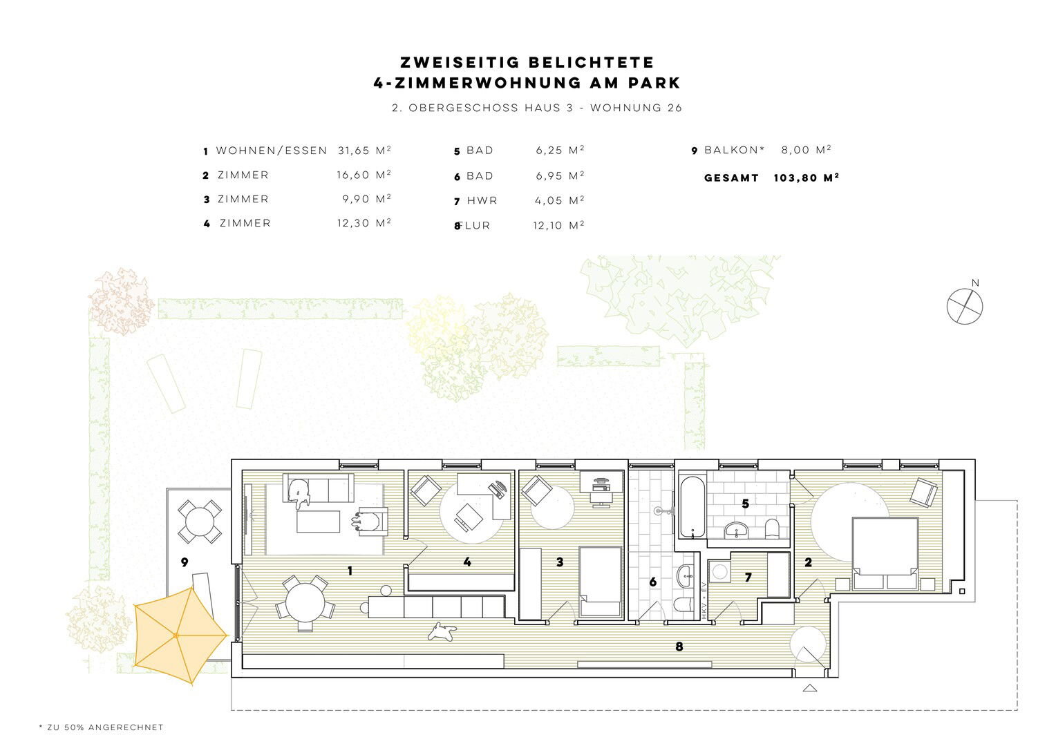 Wohnung zum Kauf provisionsfrei 465.000 € 4 Zimmer 103,8 m²<br/>Wohnfläche 2.<br/>Geschoss Wolfgang-Knabe-Str. 6 Schönow Bernau bei Berlin 16321