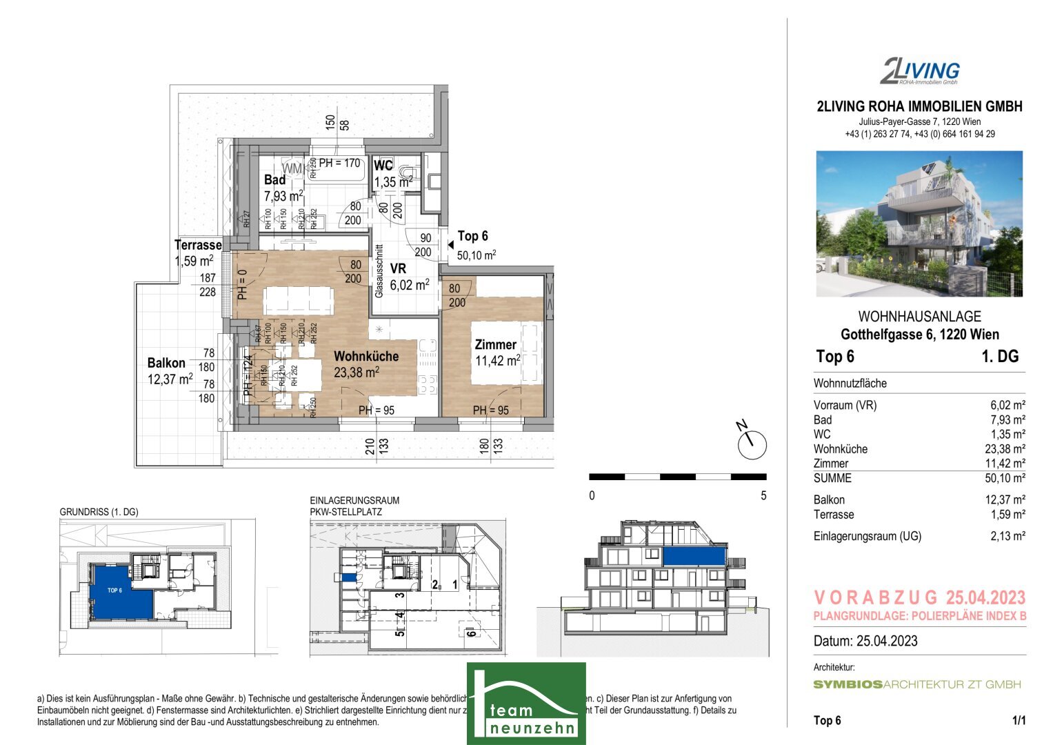 Wohnung zum Kauf provisionsfrei 438.900 € 2 Zimmer 50,1 m²<br/>Wohnfläche Wien 1220