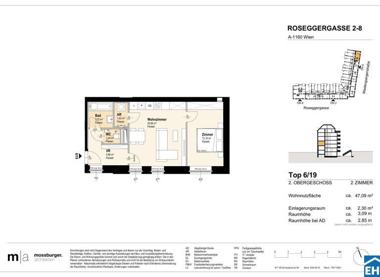 Wohnung zum Kauf - Erstbezug 290.700 € 2 Zimmer 47,1 m² 2. Geschoss Roseggergasse Wien 1160