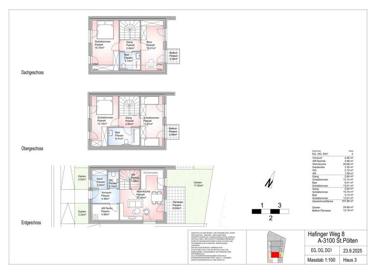 Reihenendhaus zum Kauf - Erstbezug 560.000 € 5 Zimmer 107,9 m² Teufelhof St. Pölten 3100