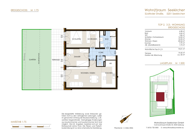 Wohnung zum Kauf provisionsfrei 499.000 € 3 Zimmer 70 m² EG Seekirchen am Wallersee 5201
