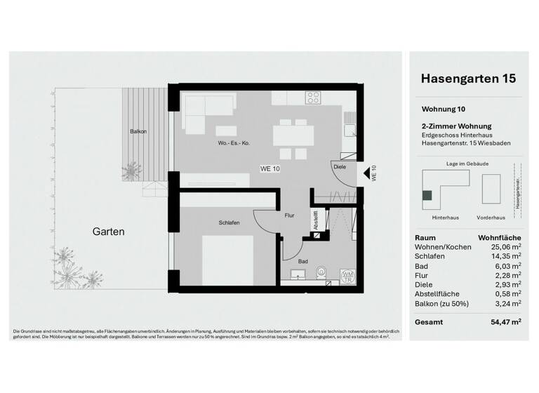 Wohnung zum Kauf provisionsfrei 375.000 € 2 Zimmer 54,5 m² EG frei ab 01.11.2027 Hasengartenstr. 15 Wiesbaden Wiesbaden / Wiesbaden Südost 65189
